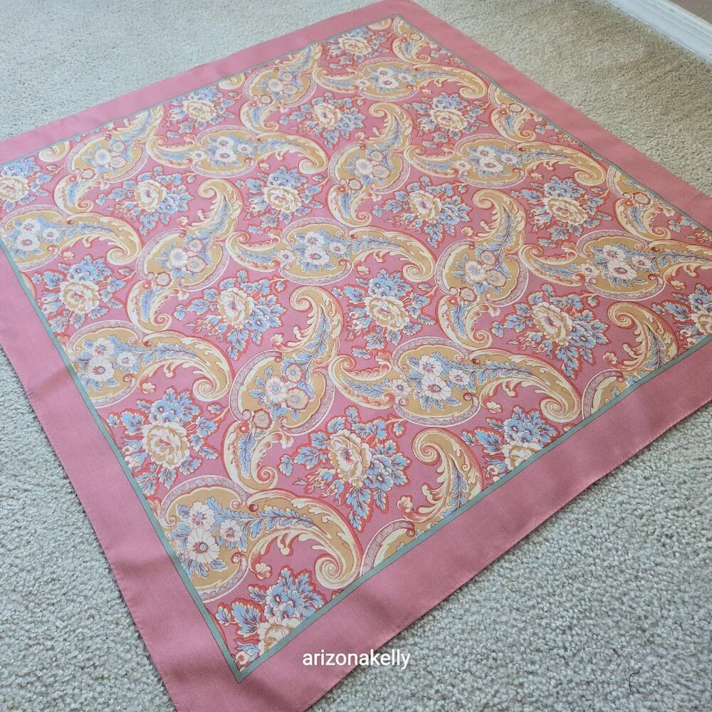 Ralph Lauren Silk Square Scarf Pink - Picture 11 of 12